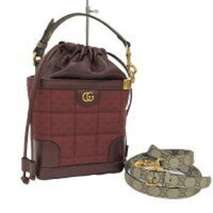 GUCCI shoulder bag leather Bordeaux Red